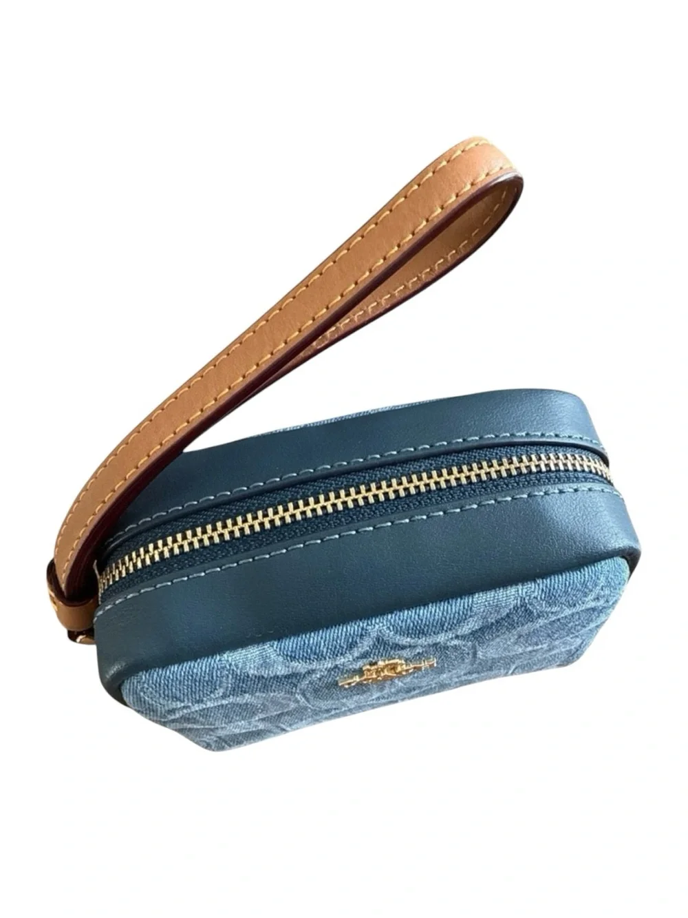 Coach Pouch Wristlet Signature Denim